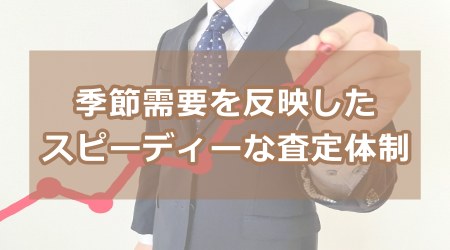季節需要を反映したスピーディーな査定体制